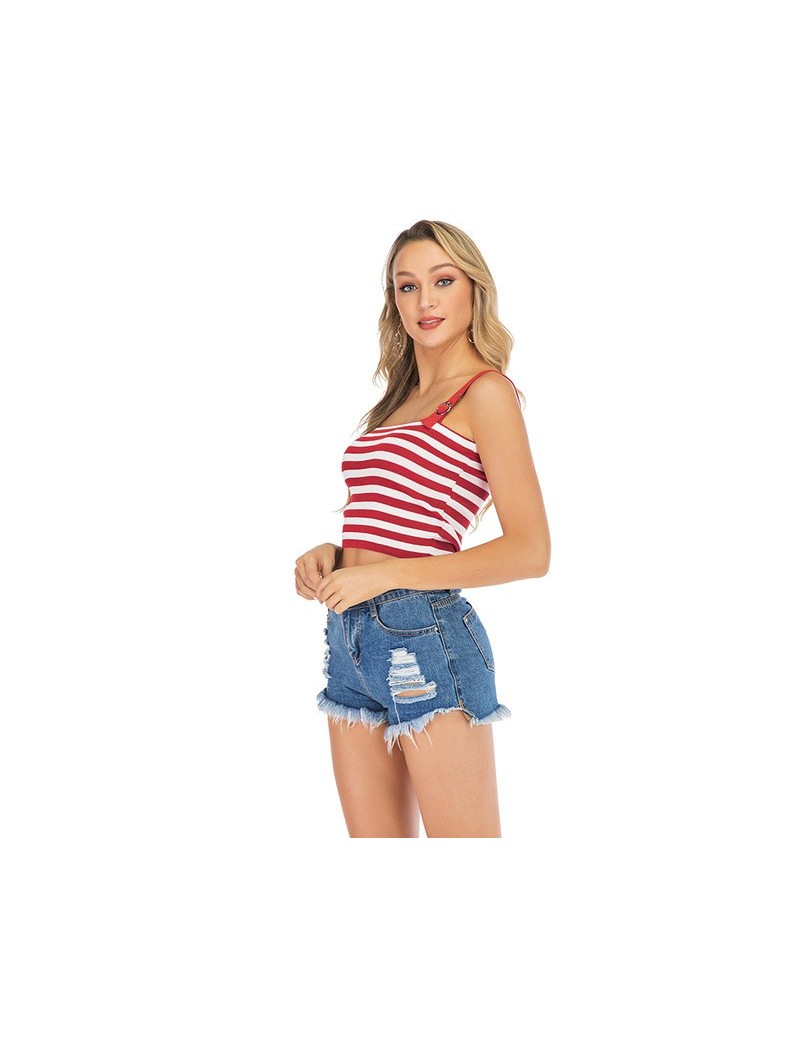 Camis Adjustable Strap Striped Short Knitted Crop Top Women Elastic Cotton Tank Top 2019 Summer Casual Party Camis Female Ves...