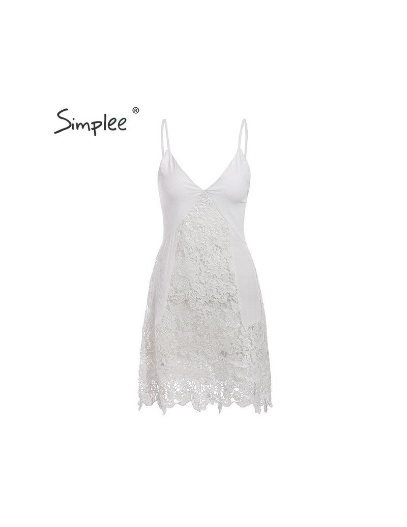 Dresses Sexy v neck embroidery lace dress women Summer spaghetti strap plus size cotton vestidos Female white party club dres...