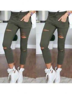 Pants & Capris Hot Women Legging Cropped Pants Drawstring Slim High Waist Stretch Elastic Hole Pencil Trouser Plus Size MSK66...