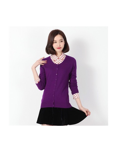 O-neck Cashmere Cardigan Sweaters Women Spring Long Sleeve Thin Wool Sweaters Female Knitted Cloth D200 - D00200 purple - 49...
