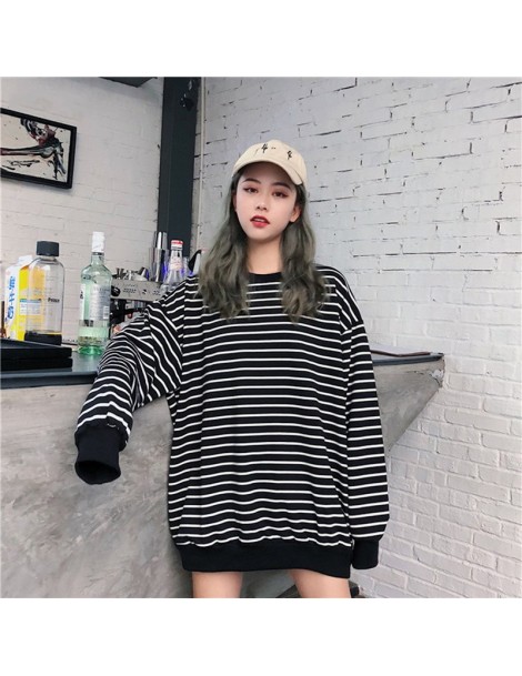 Hoodies & Sweatshirts Hoodies Women 2019 O-Neck Striped Loose All-match Korean Style Harajuku Soft Trendy Sweatshirts Womens ...