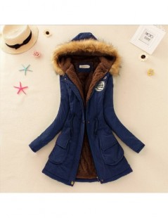 Parkas Winter Warm Coat Women Long Parkas 2019 Faux Fur Hooded Womens Overcoat Casual Cotton Padded Jacket Plus Size - Navy B...
