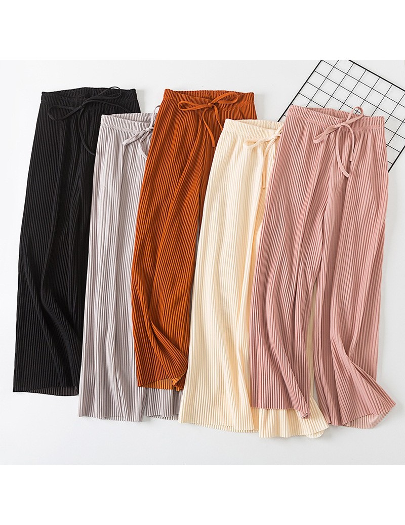 2018 new PANT WOMEN GIRL solid color pleated wide leg female summer high waist chiffon long students Korean fashion casual p...