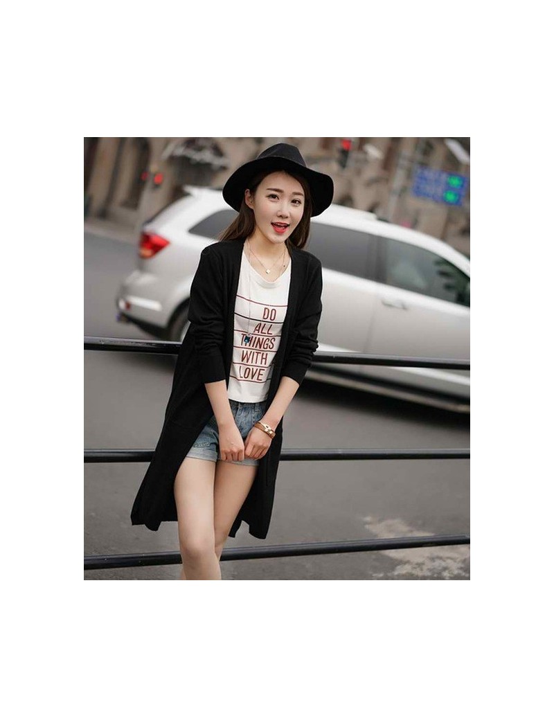 2017 sale fashion high quality cashmere long cardigan women v Collar new design genuine goods low price Solid color - Black ...