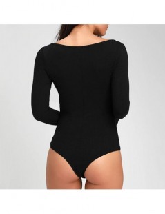 Bodysuits Casual Knitted Women One-piece Long-sleeved Polyester Knit Stretch Shirt Bottoming Women's 2019 Autumn Hot New Skin...