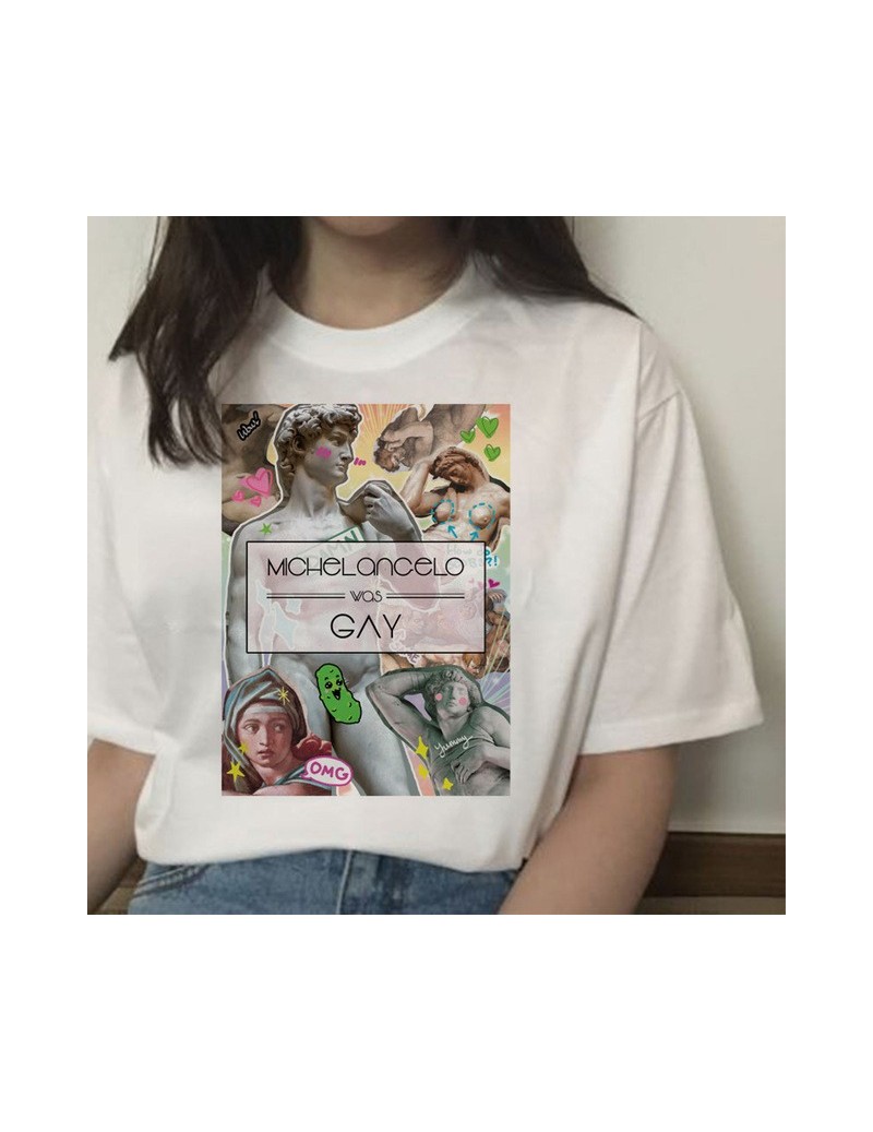 T-Shirts michelangelo david ulzzang harajuku t-shirt tshirt women print t shirt summer aesthetic femaale graphic hands 90s to...