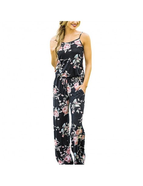 Jumpsuits New 2019 Summer Women Spaghetti Strap Casual Jumpsuits Sexy Off Shoulder Floral Print Striped Rompers Beach Party L...