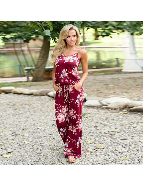 Jumpsuits New 2019 Summer Women Spaghetti Strap Casual Jumpsuits Sexy Off Shoulder Floral Print Striped Rompers Beach Party L...