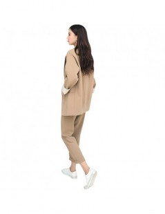 Pant Suits Fannic Casual Solid Women Pant Suits Notched Collar Blazer Loose Long Sleeve Khaki Female Suit Spring Autumn 2019 ...