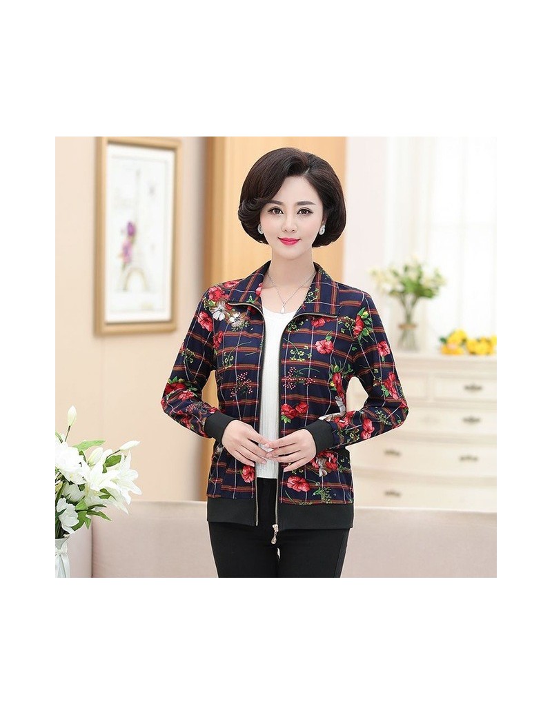 Womens Jackets Coats 2019 New Fashion Jacket Women Slim Floral Jacket For Mother Plus Size Spring Autumn Clothing Outerwear ...