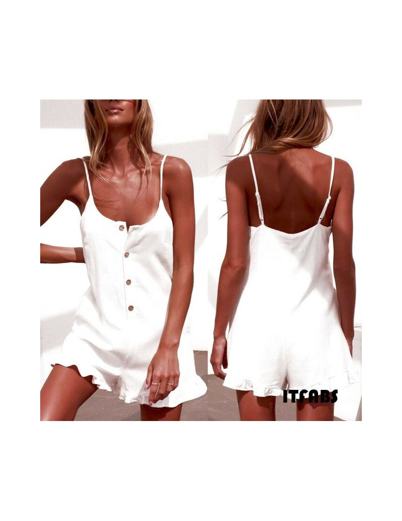 Rompers Women Sleeveless Solid Playsuit Ladies Casual Holiday Beachwear Summer Beach Loose Mini Shorts Rompers - White - 3299...
