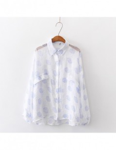 Blouses & Shirts Womens Tops 2019 Summer Autumn Korean Long Sleeve Chiffon blouse Women Vintage polka dot Sunscreen Shirt - B...