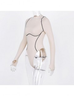 Bodysuits New women's round neck long sleeve jumpsuit - apricot - 53111229697980 $15.19