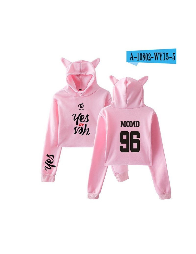 new fashion summer Crop Top Hoodies Twice Kpop Long Sleeve Cropped Hoodies Cat Hooded Pullover Crop Tops Clothes - Color 9 ...