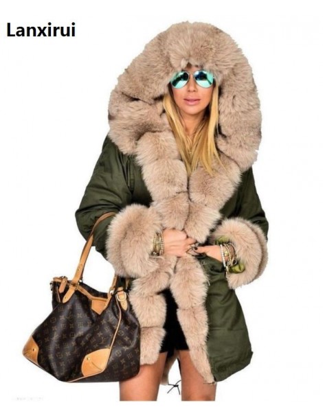 Jackets Woman High Quality Luxury Fur Collar Parkas Winter Warm Coat Fashion Lady Outwear High Street Fur Sleeve Warm Coat Ja...