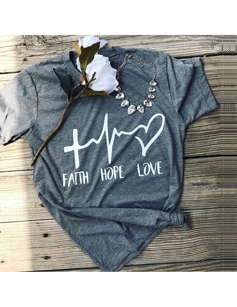 2019 faith hope love T-Shirt 90s Women Summer Short Sleeve T Shirt O-Neck Casual Ladies Tee Valentine Tops grunge aesthetic ...
