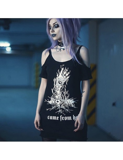 T-Shirts Grunge Punk Gothic Summer T-shirts Harajunku Strap Backless Vintage Aesthetic Female Long T-shirts Fashion Black Pri...