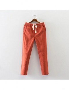 Pants & Capris Summer Pants Women Plus Size 3 4 XL Casual Loose Strethced Cotton Linen Pencil Pants Trousers KK3291 - Orange ...