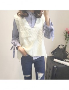 Vests V-Neck Sweater Sleeveless Vest women 2019 New withe Pokcet Irregularity knitted Sweaters Office Lady Loose fashion vest...