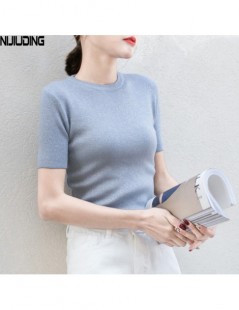 Pullovers 2019 Spring Summer Knitted sweater shirt women sweaters and pullover Short sleeve Knitting Sweater Tops - white gra...