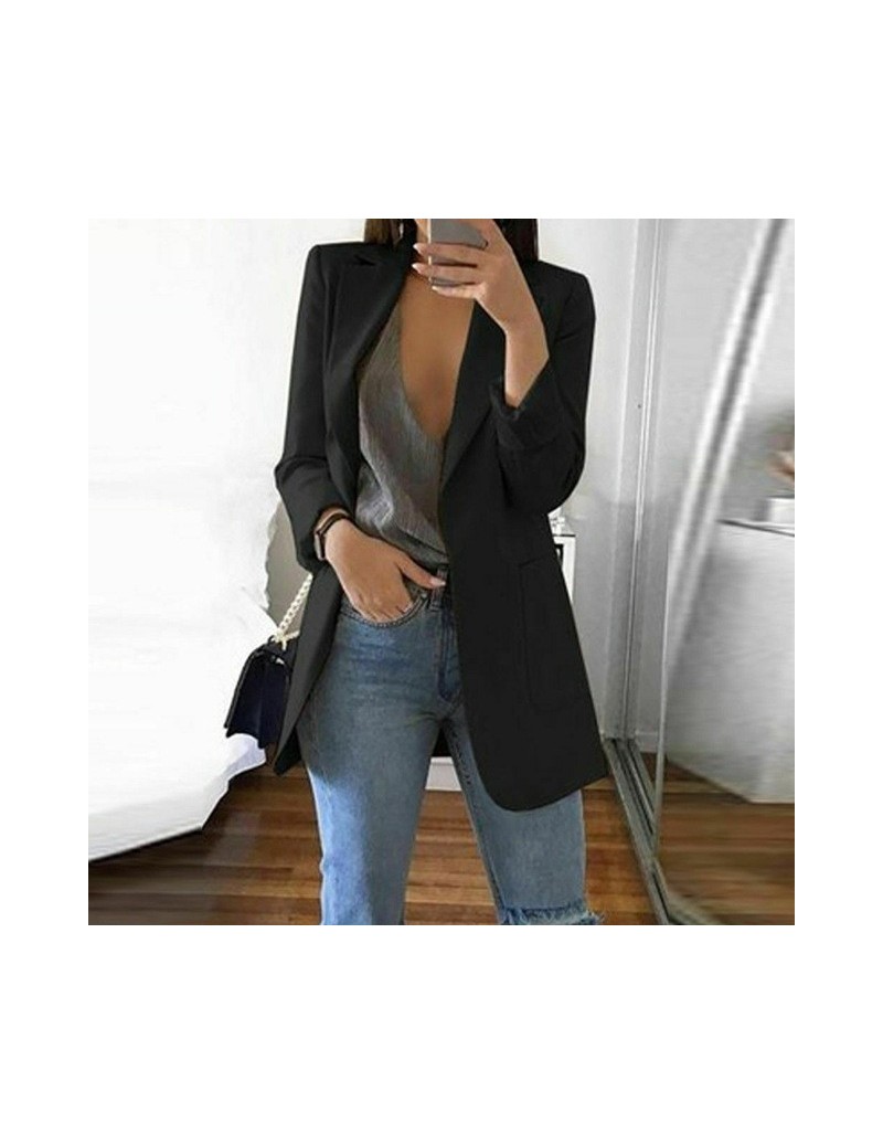 Blazers New Women Casual Long Sleeve Coat Suit Office Ladies Slim Cardigan Tops Blazer Jacket Outwear - Black - 4S4132472467-...