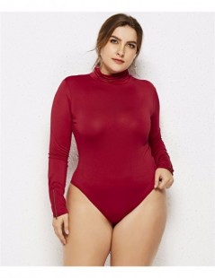 Bodysuits 5XL6XL Jumpsuits For Women Long Sleeve Turtleneck Slim Women Sexy Bodysuit Black White Red Knitted Plus Size Women ...