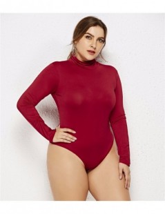 Bodysuits 5XL6XL Jumpsuits For Women Long Sleeve Turtleneck Slim Women Sexy Bodysuit Black White Red Knitted Plus Size Women ...
