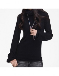 Pullovers Quality Fashion Cashmere Blended Knitted Sweater Women Tops Winter Autumn Puff Sleeve Turtleneck Female Pullover Ju...