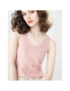 Tank Tops 2019 Summer Colors Women V-neck Wool Cashmere Knitted Camis Thin Band Sexy Tops White Women's Tanks Tops Black Grey...