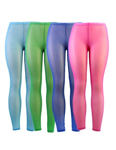 Leggings Women Mesh Transparent Leggings See Through Pencil Pants Erotic Lingerie Club Wear Candy Colors Elastic Stretch Pant...