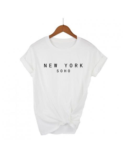 T-Shirts New York Soho Letter Women tshirts Cotton Casual Funny T Shirt For Lady Top Tee Hipster Black White Gray Drop Ship -...