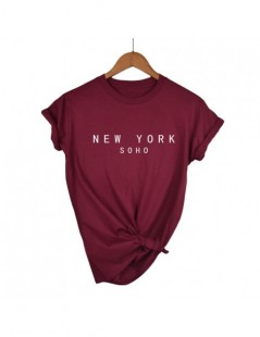 T-Shirts New York Soho Letter Women tshirts Cotton Casual Funny T Shirt For Lady Top Tee Hipster Black White Gray Drop Ship -...