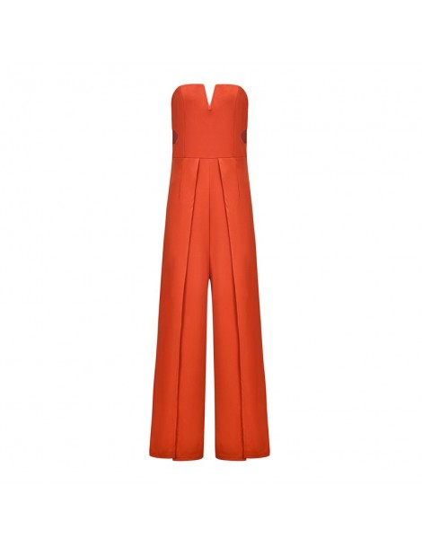 Jumpsuits Women off shoulder Backless Long Jumpsuits New Fashion Back Wide Flare Leg Playsuit Summer Beach Loose Jumpsuit - O...