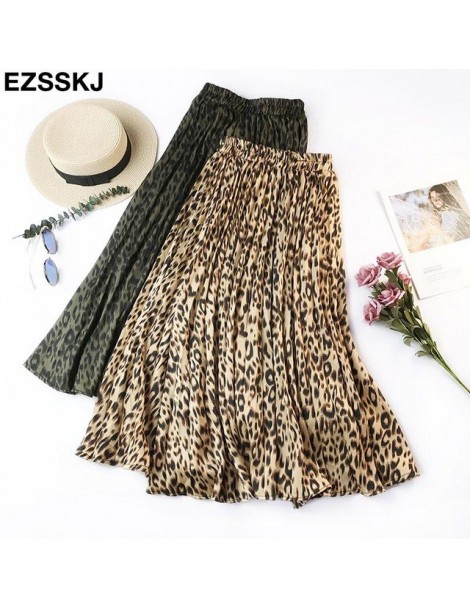 Skirts high quality Leopard Print Pleated Skirts Women 2019 Spring Summer Midi Long chic Elegant High Waist A-line Sun Skirt ...
