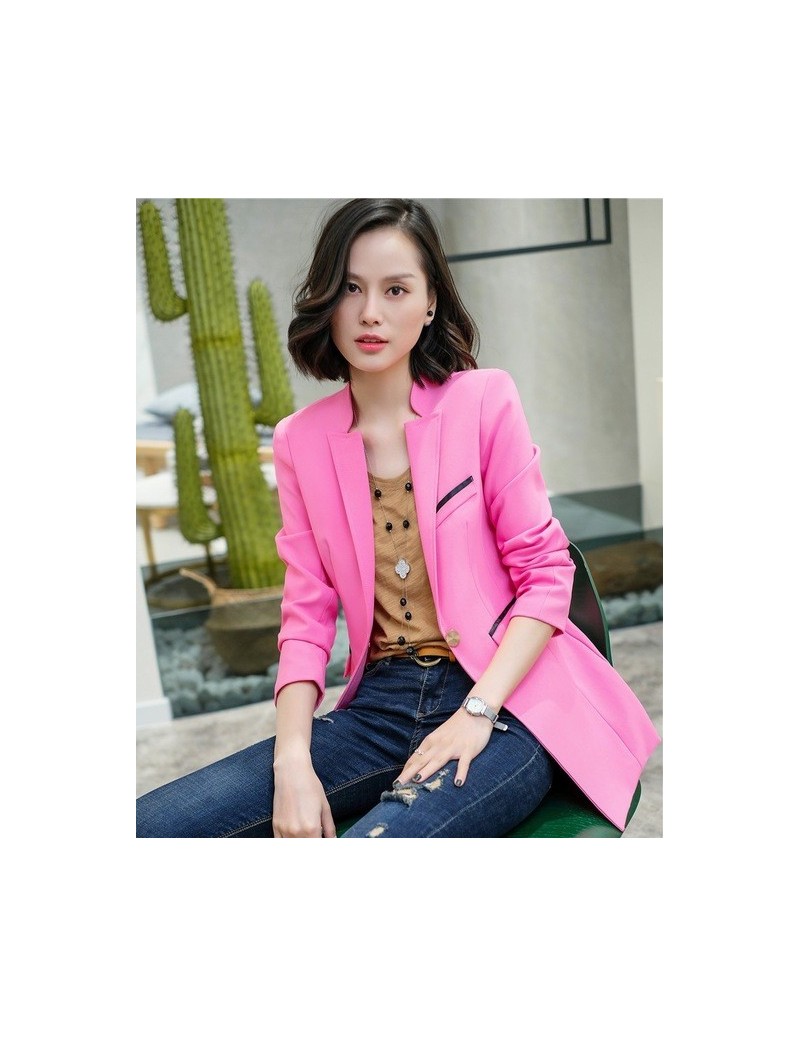 Fashion Office Ladies Blazers Women Jackets Coats Long Sleeve Elegant Female Work Wear Clothes - Pink - 473036998046-3