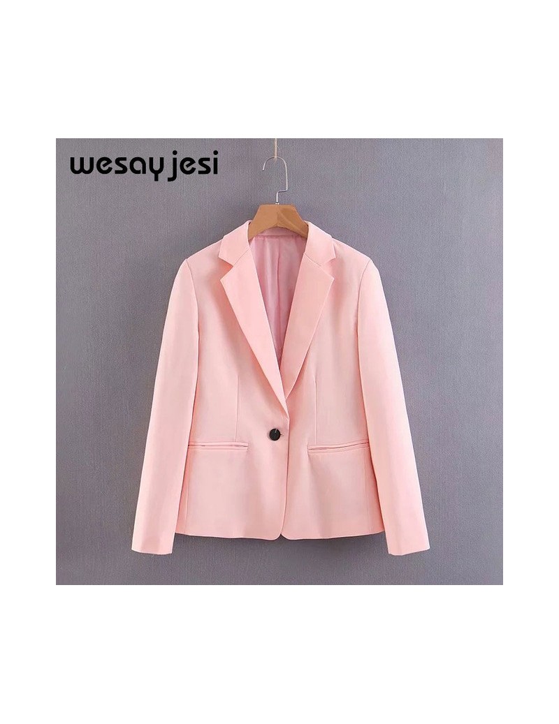 Blazers 2019 Za Solid Long Sleeve Women Blazer Coat Button Casual Coats Autumn Blazer Women Double Breasted Pockets Tailored ...