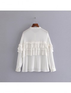 Blouses & Shirts CS183 New Arrival Multilayer Ruffles Deco Bow Knot Long Sleeve White Blouse Fairy Lady Sweet Shirts Tops - a...