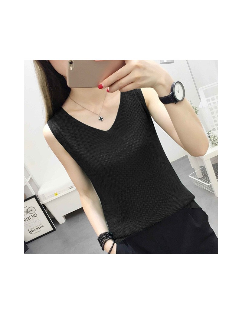 2019 New Fashion Spring Summer V-Neck Women Tank Tops Sexy Slim Ladies Vest Casual Solid Color Sleeveless Tank Top Tee Plus ...