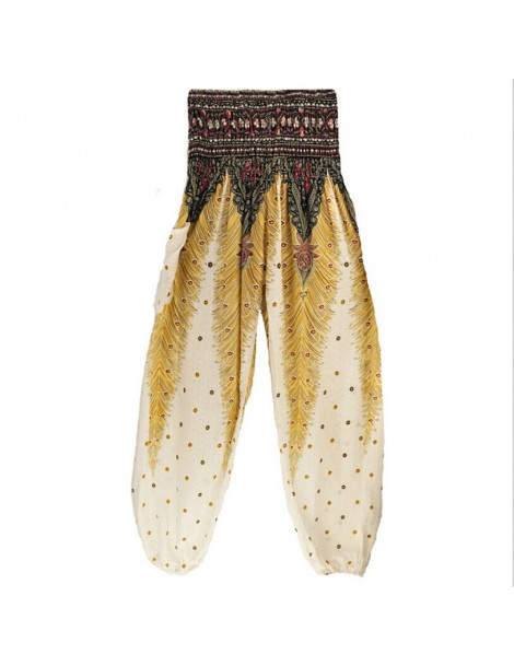 Pants & Capris Women Thai Pants High Waist Color Floral Print Dot Baggy Harem Trousers Martial Drawstring Hippy 2018 New - Bl...