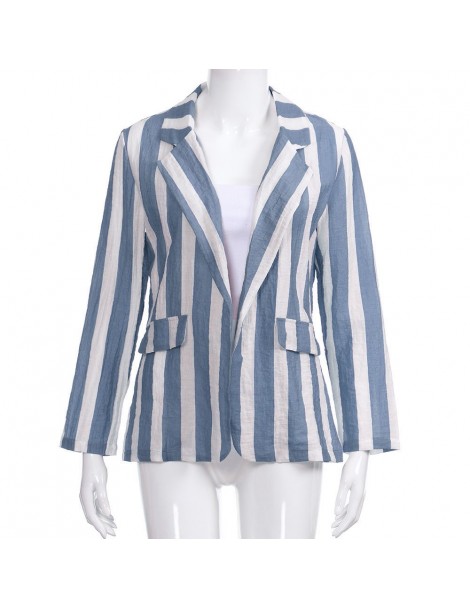 Blazers Womens Stripes Blazer Cardigan Office Work Long Sleeve Open Casual Suit Coat Jacket womens tops bleiser Overcoat blaz...