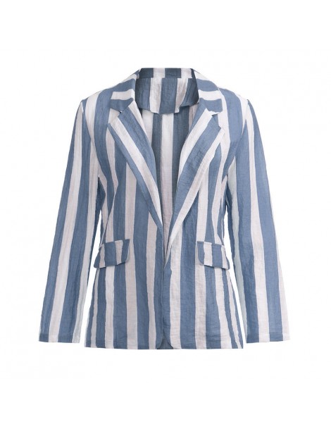 Blazers Womens Stripes Blazer Cardigan Office Work Long Sleeve Open Casual Suit Coat Jacket womens tops bleiser Overcoat blaz...