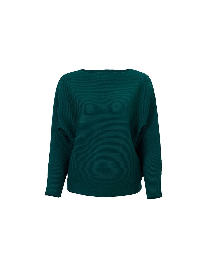 Winter Hot Fashion Women's Sweaters And Pullovers Batwing Sleeve Slash Neck Knitted Sweaters Casual Loose Jumper Tops - Gree...