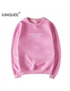 Hoodies & Sweatshirts Screaming Inside Sweatshirt Funny Slogan Women Tops Fashion Streetwear Pullover Black White Pink Grey C...