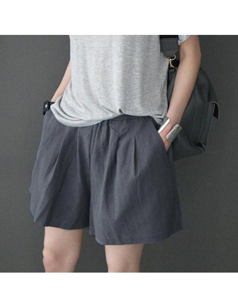 Shorts Loose Style Solid Color Linen Cotton Shorts Fashion Novel Comfortable Casual Women's Shorts - Gray - 5M111182579129-2 ...