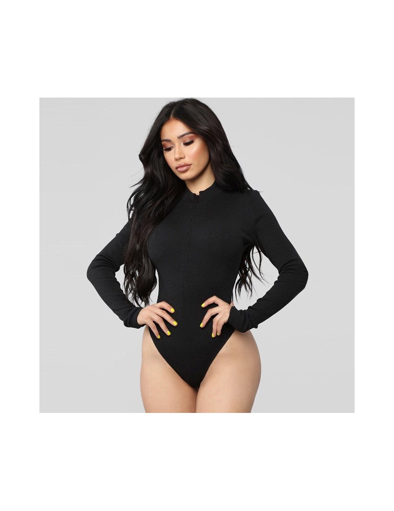 2019 New Womens V Neck Bodysuit Stretch Long Sleeve Jumpsuit Playsuit Romper Top - Black - 4X3074255063-1