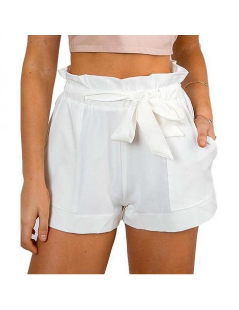 Women ladies Summer Casual Shorts Beach High Waist Tie Belt Short Fashion Pocket Shorts Women Solid Cotton Shorts Black Whit...