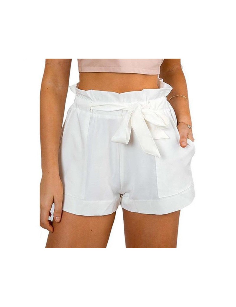 Shorts Women ladies Summer Casual Shorts Beach High Waist Tie Belt Short Fashion Pocket Shorts Women Solid Cotton Shorts Blac...