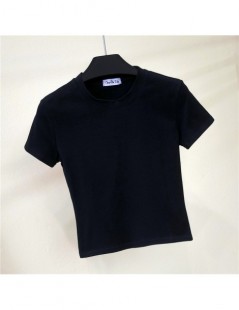 T-Shirts Crop Top T-Shirt Female Solid Cotton O-Neck Short Sleeve T-shirts for Women High Waist Slim Short Sport Blanc Femme ...