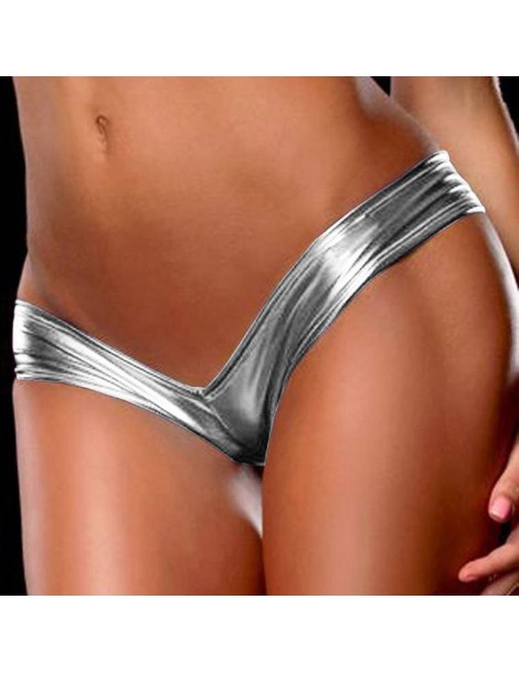 Shorts Sexy Hot Erotic Latex V Cut Wide Side Metallic Pu Leather Hipster Bikini Scrunch Panty G T String Thong Women Costumes...