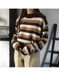 Pullovers 2017 autumn and winter korean chic style o neck stripe sweaters womens pullovers womens (B0901) - Brown - 4Z3953278...